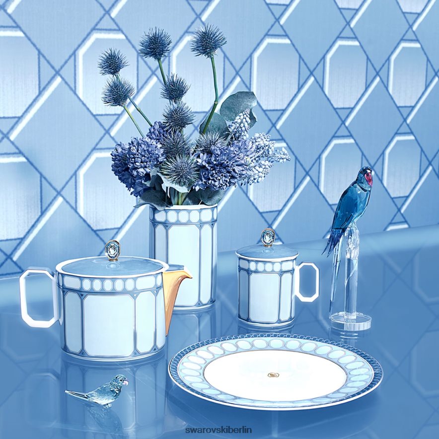 Swarovski Signum-Becher mit Deckel Porzellan, blau Dekorationen HLT4481745