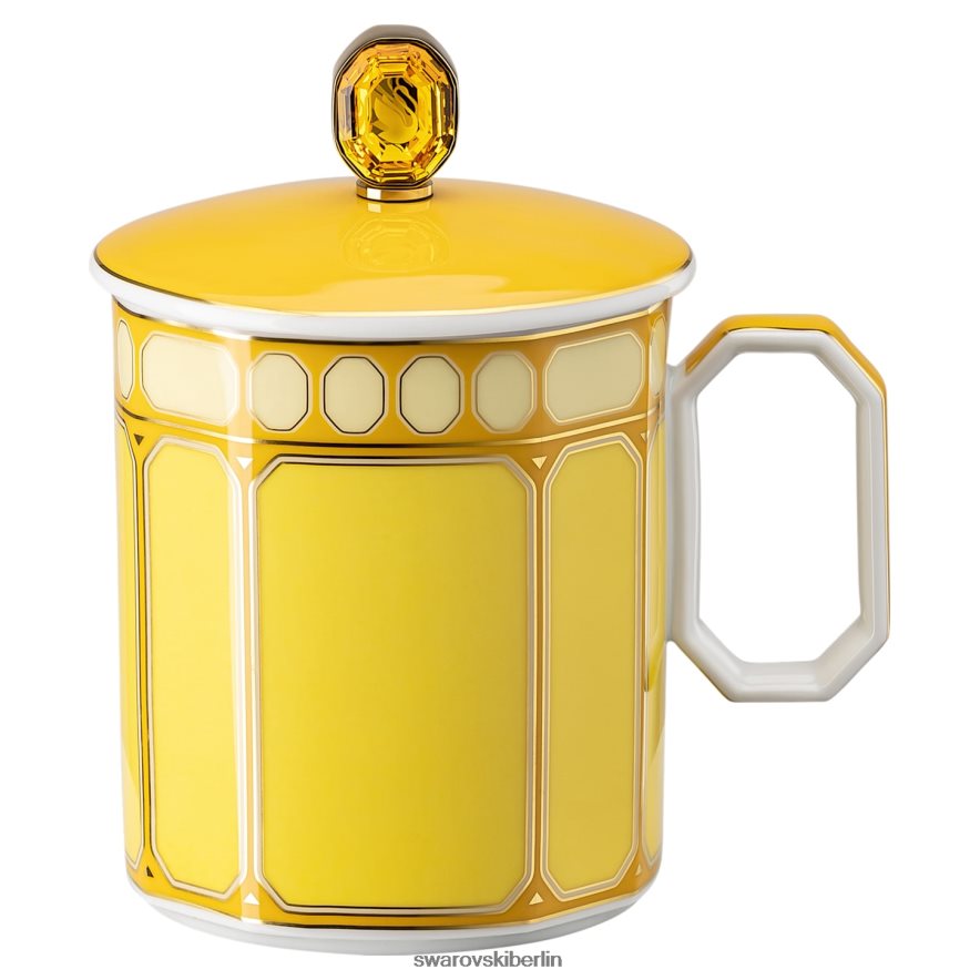 Swarovski Signum-Becher mit Deckel Porzellan, gelb Dekorationen HLT4481713