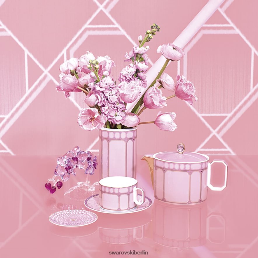 Swarovski Signum-Becher mit Deckel Porzellan, rosa Dekorationen HLT4481743
