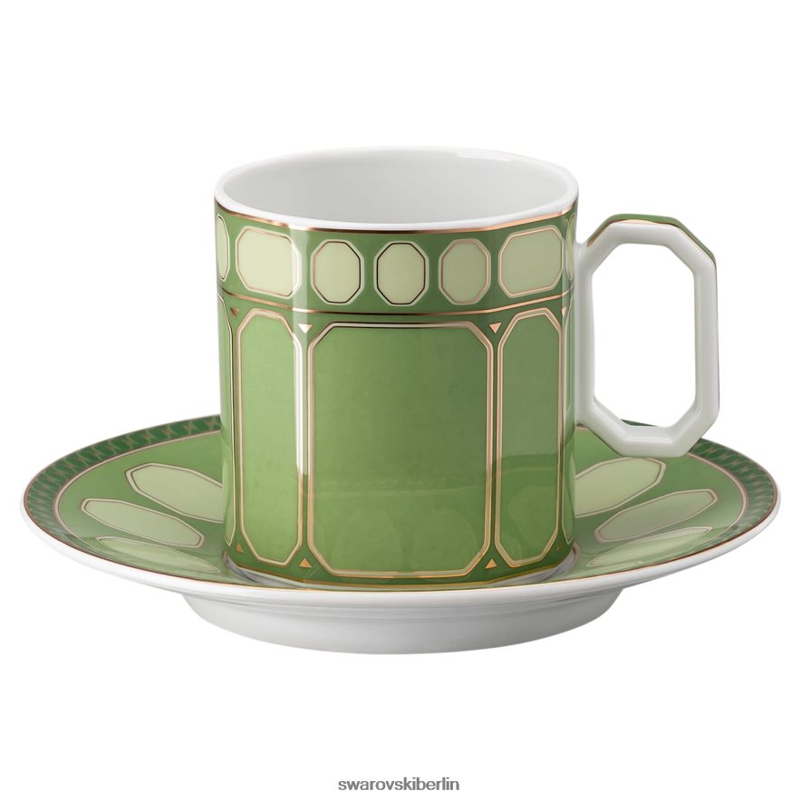 Swarovski Signum Kaffeetasse mit Untertasse Porzellan, grün Dekorationen HLT4481729