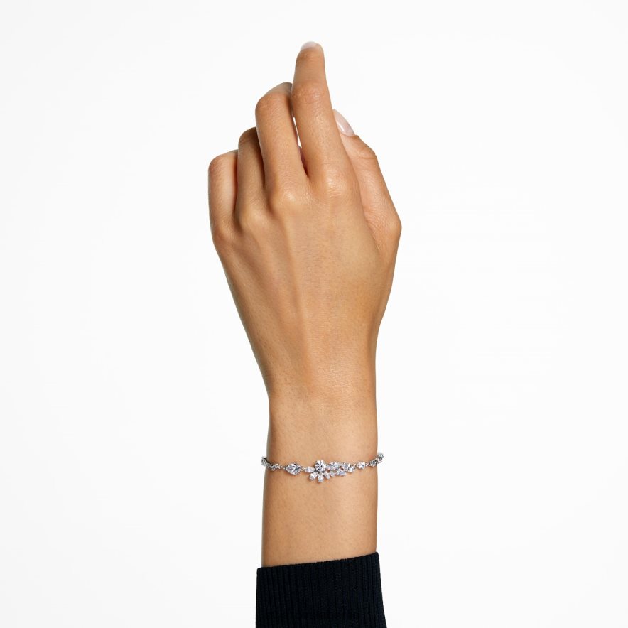 Swarovski Gema-Armband Mischschliffe, Blume, weiß, rhodiniert Schmuck HLT448476