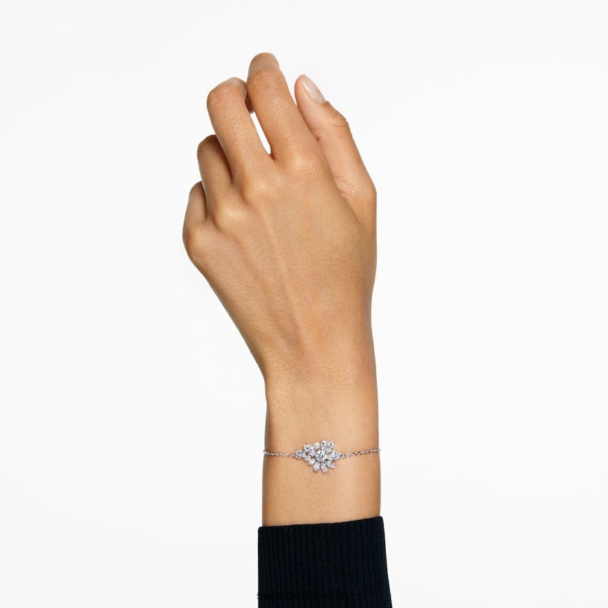 Swarovski Gema-Armband Mischschliffe, Blume, weiß, rhodiniert Schmuck HLT448531