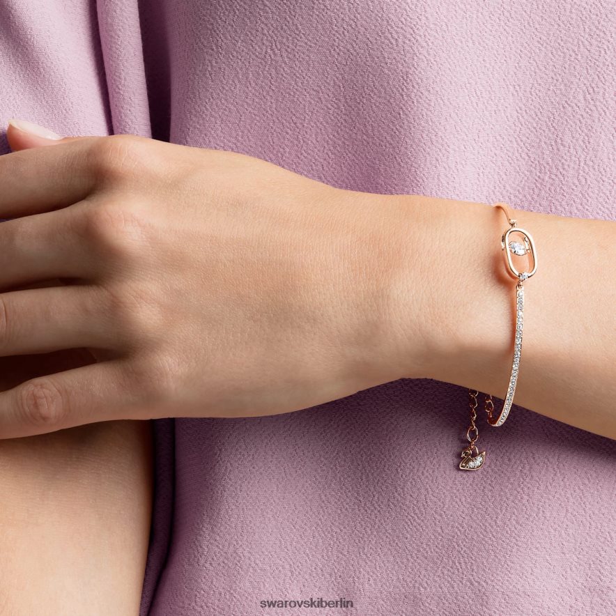 Swarovski funkelndes Tanzarmband runder Schliff, ovale Form, weiß, rosévergoldet Schmuck HLT448614