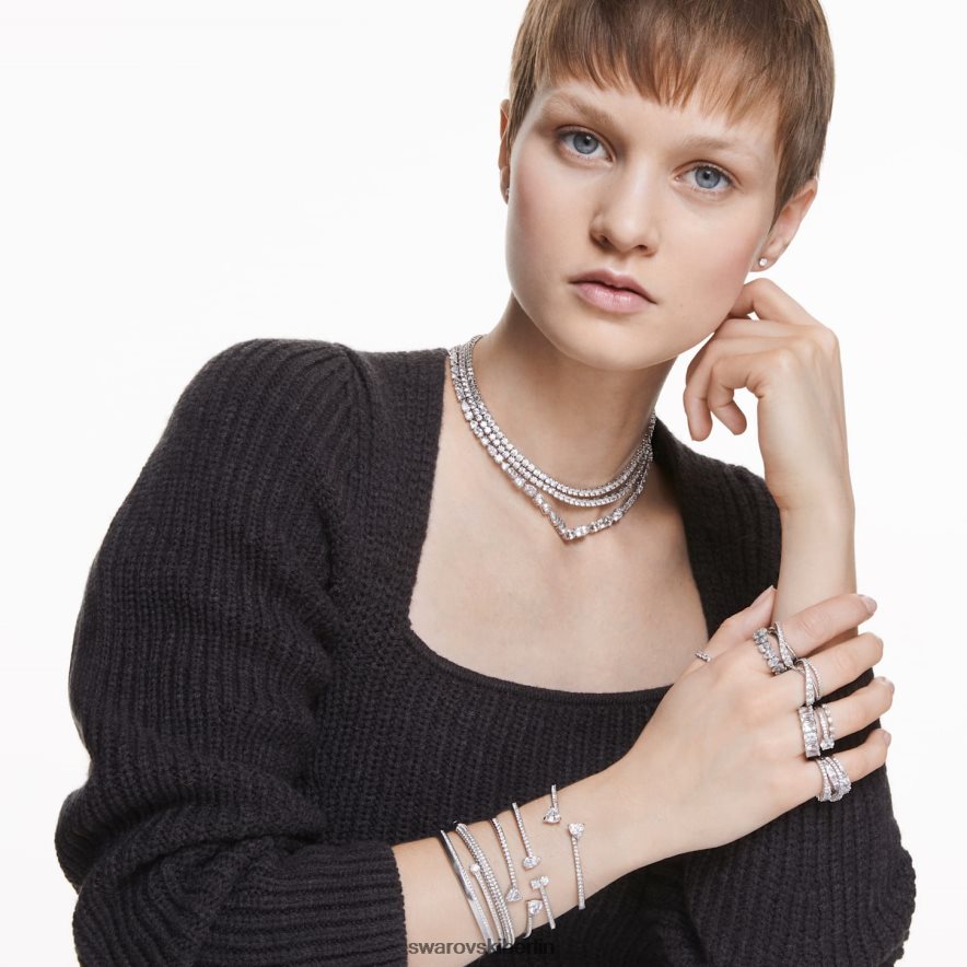 Swarovski Armreif aus Stein weiß, Edelstahl Schmuck HLT448595