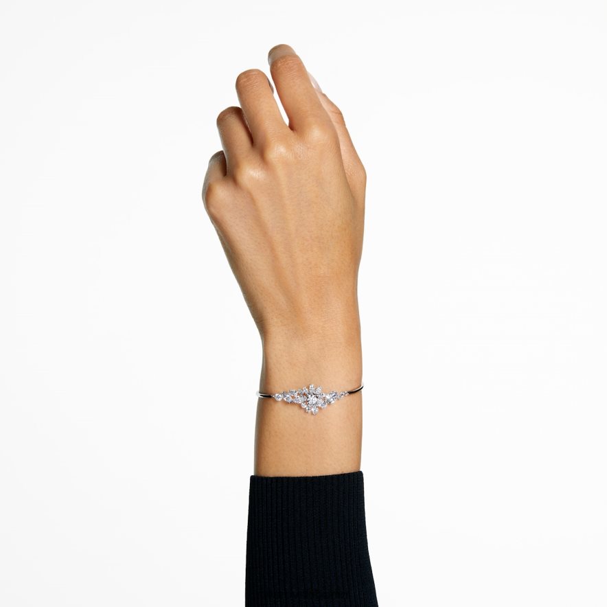 Swarovski Gema-Armreif Mischschliffe, Blume, weiß, rhodiniert Schmuck HLT448607