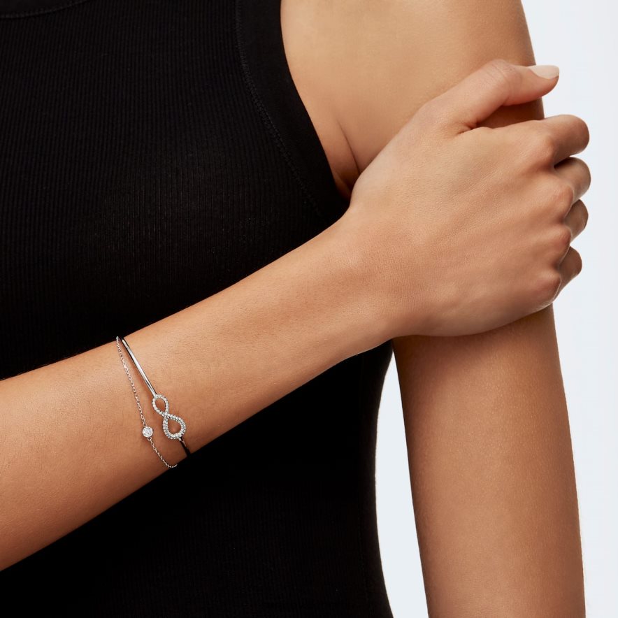 Swarovski Infinity-Armreif unendlich, weiß, rhodiniert Schmuck HLT448494