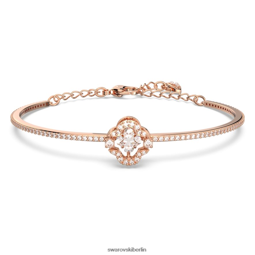 Swarovski funkelnder Tanz-Armreif Kleeblatt, weiß, rosévergoldet Schmuck HLT448637