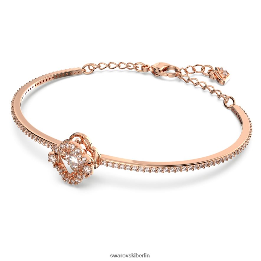 Swarovski funkelnder Tanz-Armreif Kleeblatt, weiß, rosévergoldet Schmuck HLT448637