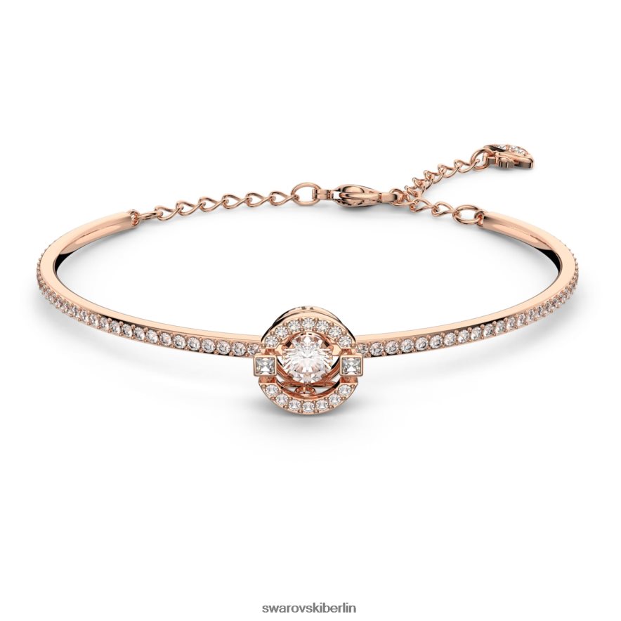 Swarovski funkelnder Tanz-Armreif Rundschliff, weiß, rosévergoldet Schmuck HLT448483