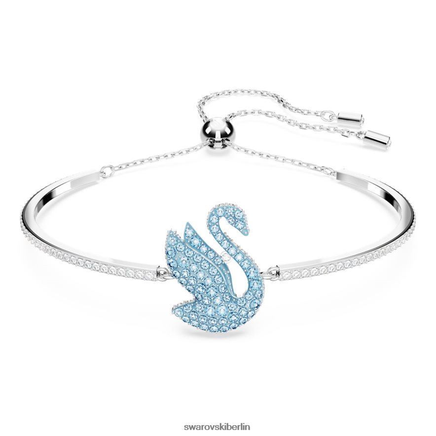 Swarovski kultiger Schwanen-Armreif Schwan, blau, rhodiniert Schmuck HLT448521