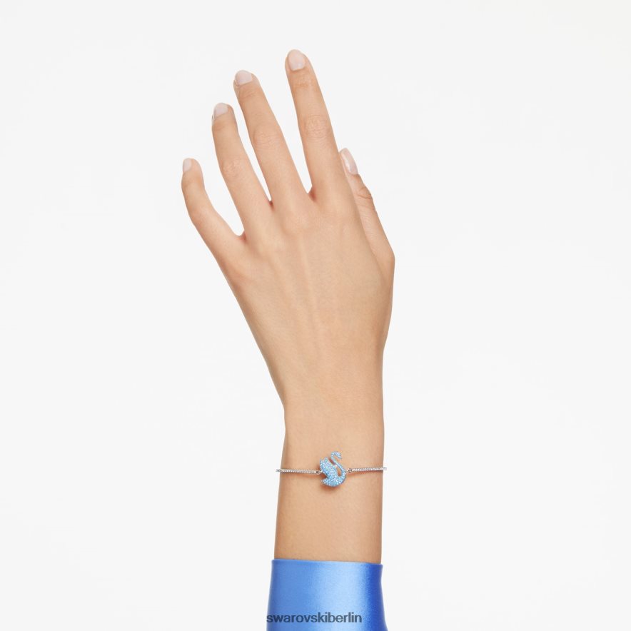 Swarovski kultiger Schwanen-Armreif Schwan, blau, rhodiniert Schmuck HLT448521