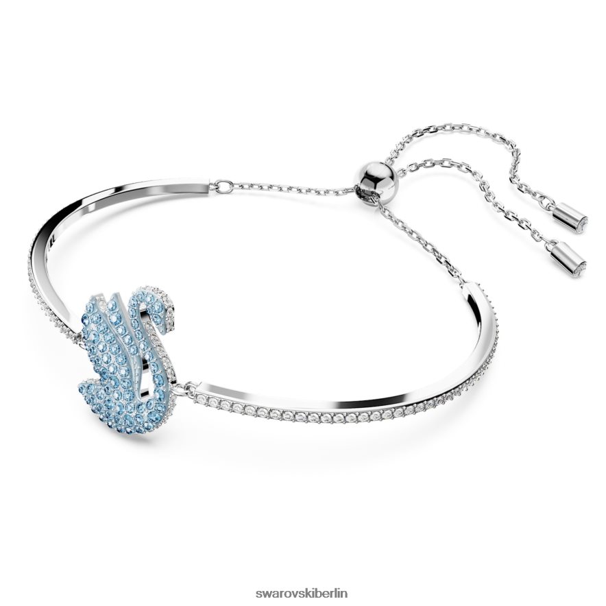 Swarovski kultiger Schwanen-Armreif Schwan, blau, rhodiniert Schmuck HLT448521