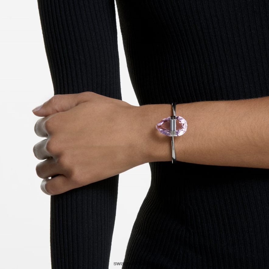 Swarovski transparenter Armreif Magnetverschluss, übergroßes Kristall, rosa, Edelstahl Schmuck HLT448638