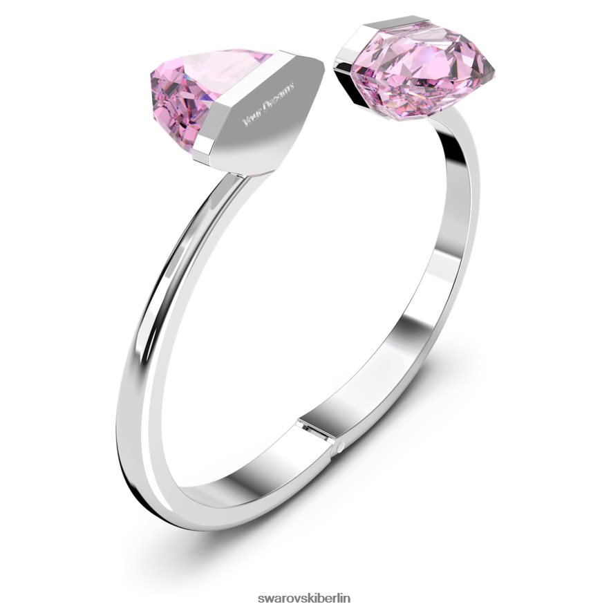 Swarovski transparenter Armreif Magnetverschluss, übergroßes Kristall, rosa, Edelstahl Schmuck HLT448638