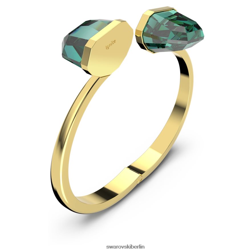 Swarovski transparenter Armreif Magnetverschluss, übergroßes Kristallglas, grün, goldfarbenes Finish Schmuck HLT448604