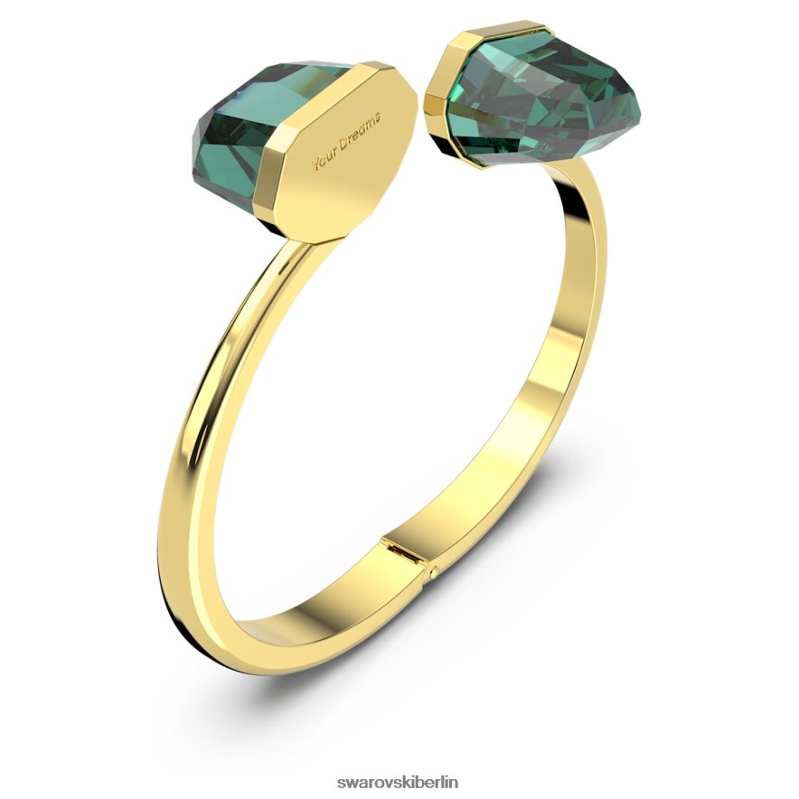 Swarovski transparenter Armreif Magnetverschluss, übergroßes Kristallglas, grün, goldfarbenes Finish Schmuck HLT448604