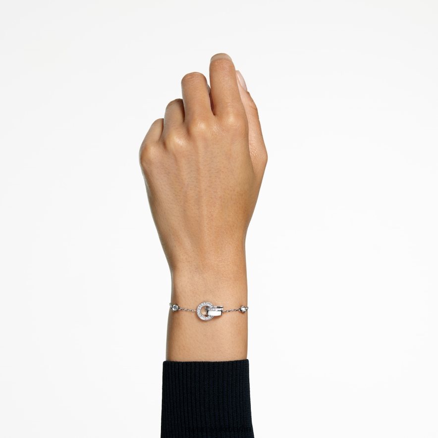 Swarovski Hohles Armband ineinandergreifende Schlaufe, weiß, rhodiniert Schmuck HLT448430