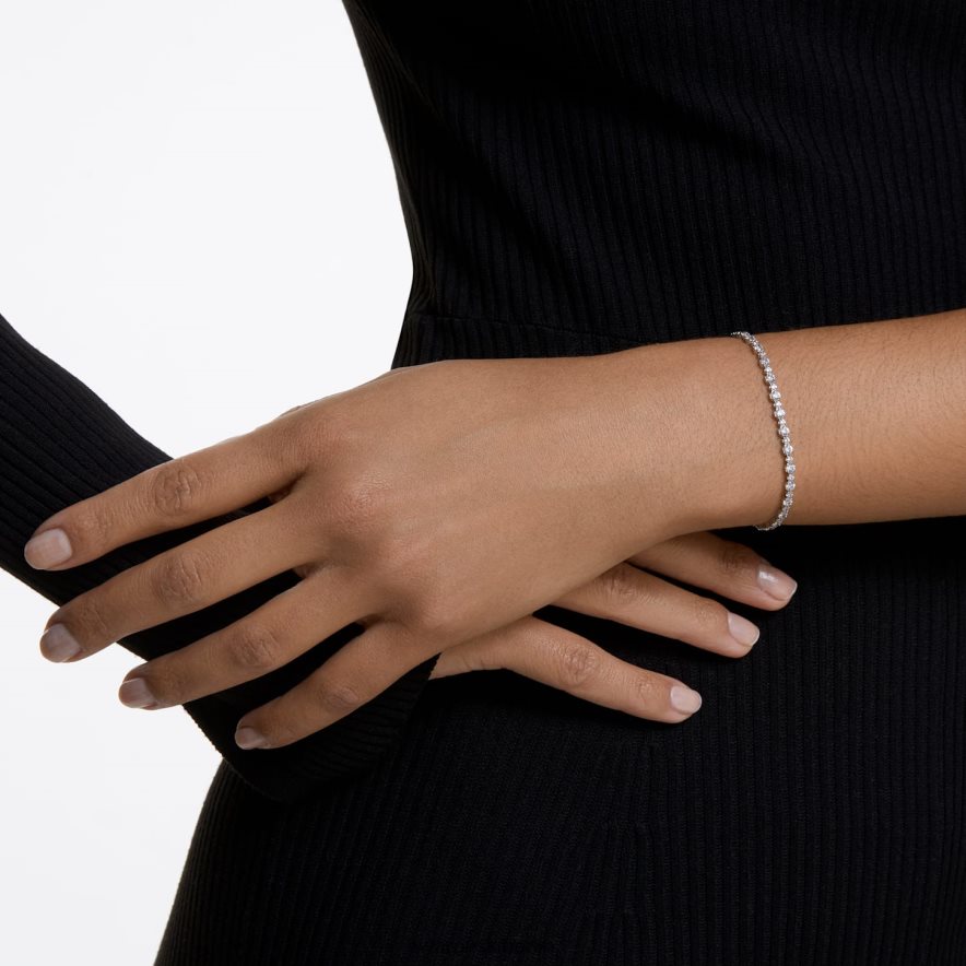 Swarovski dezentes Trilogie-Armband Rundschliff, weiß, rhodiniert Schmuck HLT448419