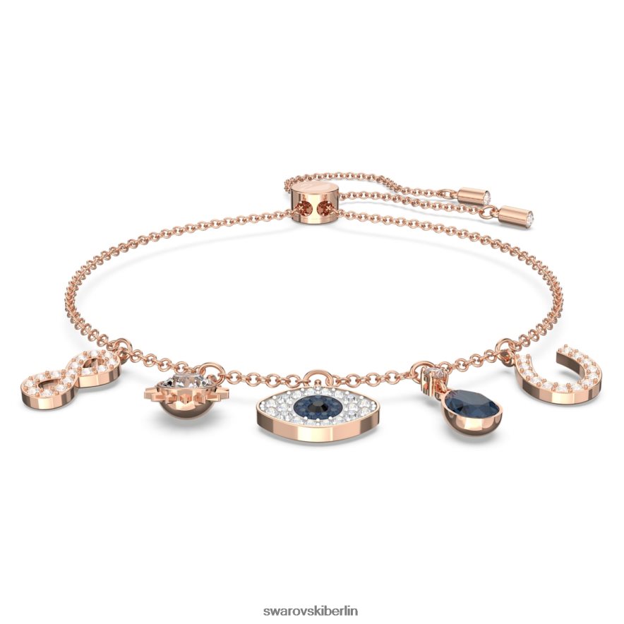 Swarovski symbolisches Armband Unendlichkeit, böser Blick und Hufeisen, blau, rosévergoldet Schmuck HLT448420