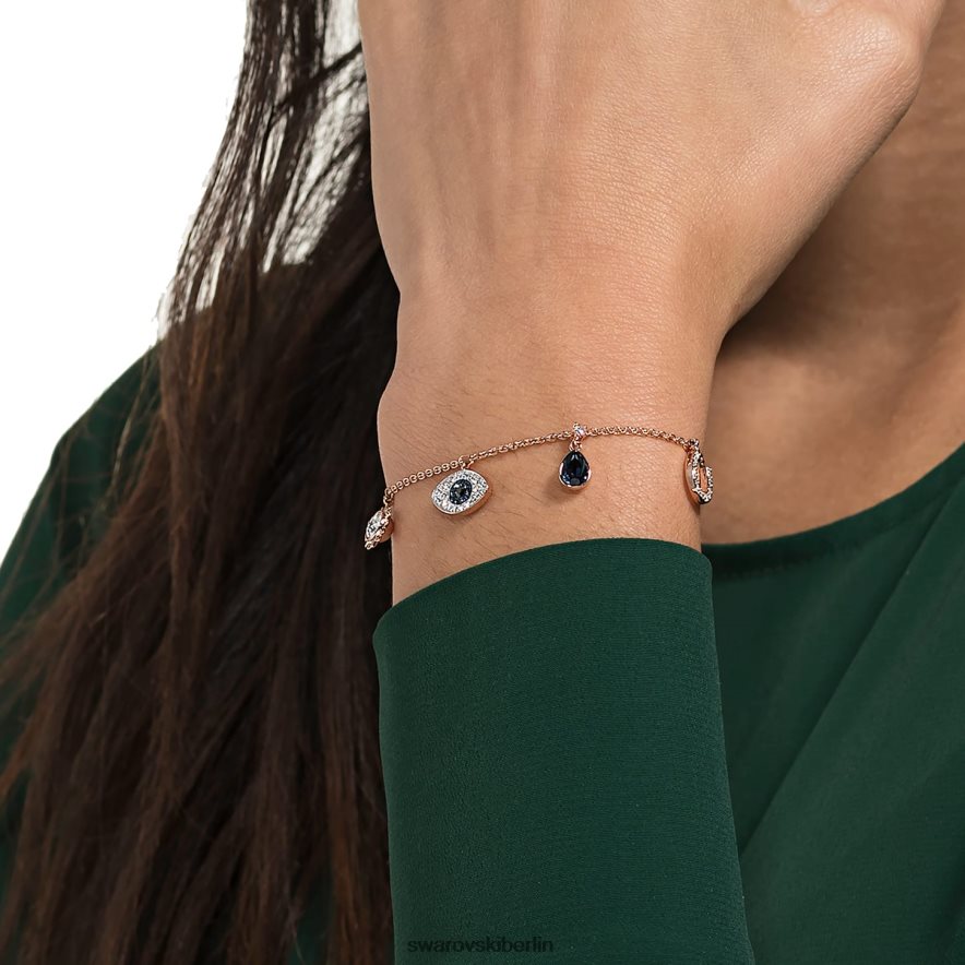 Swarovski symbolisches Armband Unendlichkeit, böser Blick und Hufeisen, blau, rosévergoldet Schmuck HLT448420