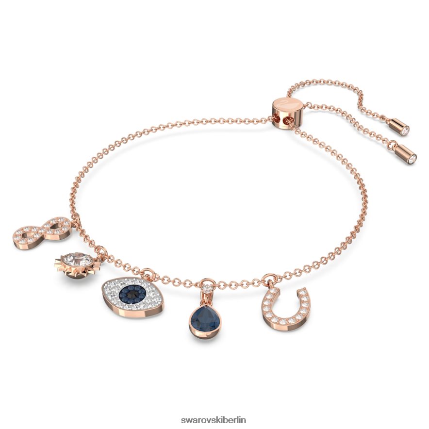 Swarovski symbolisches Armband Unendlichkeit, böser Blick und Hufeisen, blau, rosévergoldet Schmuck HLT448420