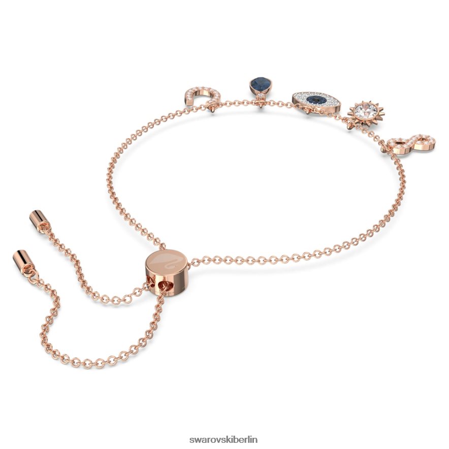 Swarovski symbolisches Armband Unendlichkeit, böser Blick und Hufeisen, blau, rosévergoldet Schmuck HLT448420