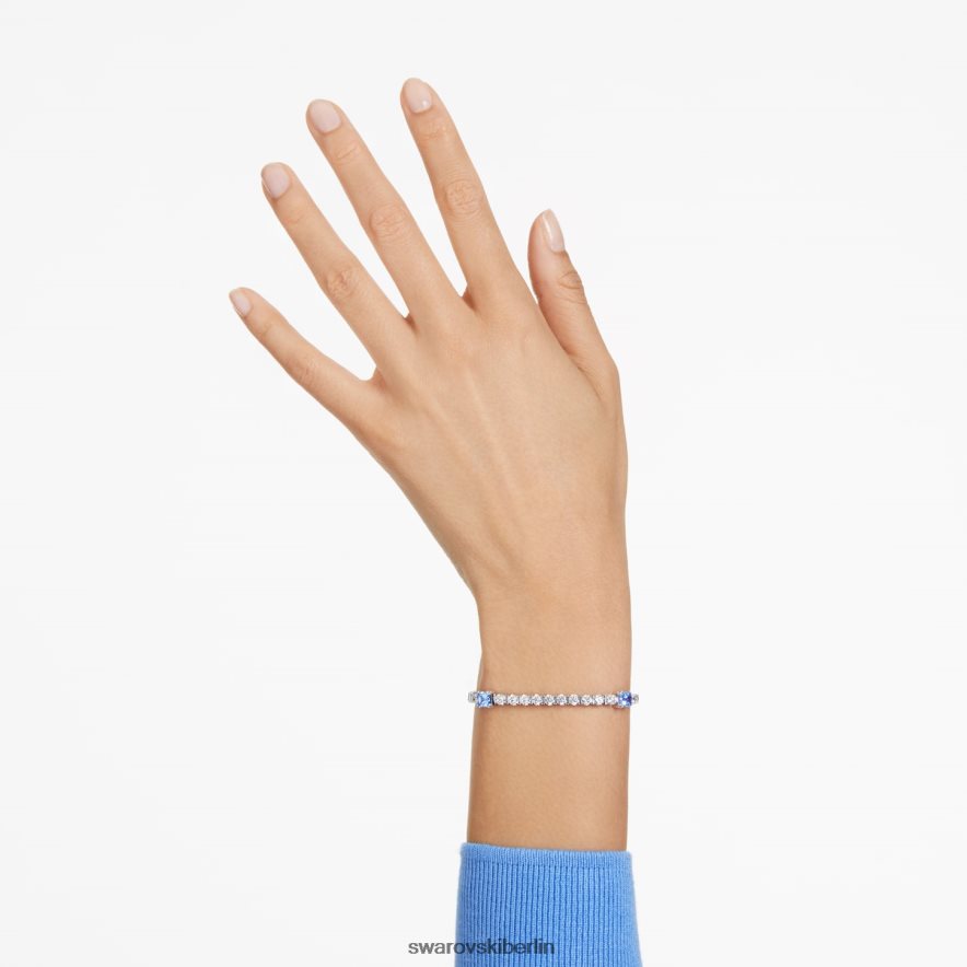 Swarovski Matrix-Tennisarmband Mischschliffe, blau, rhodiniert Schmuck HLT448576