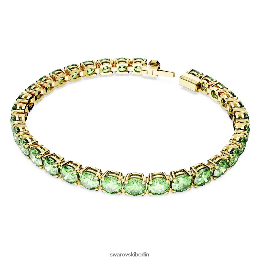 Swarovski Matrix-Tennisarmband Rundschliff, grün, vergoldet Schmuck HLT448542