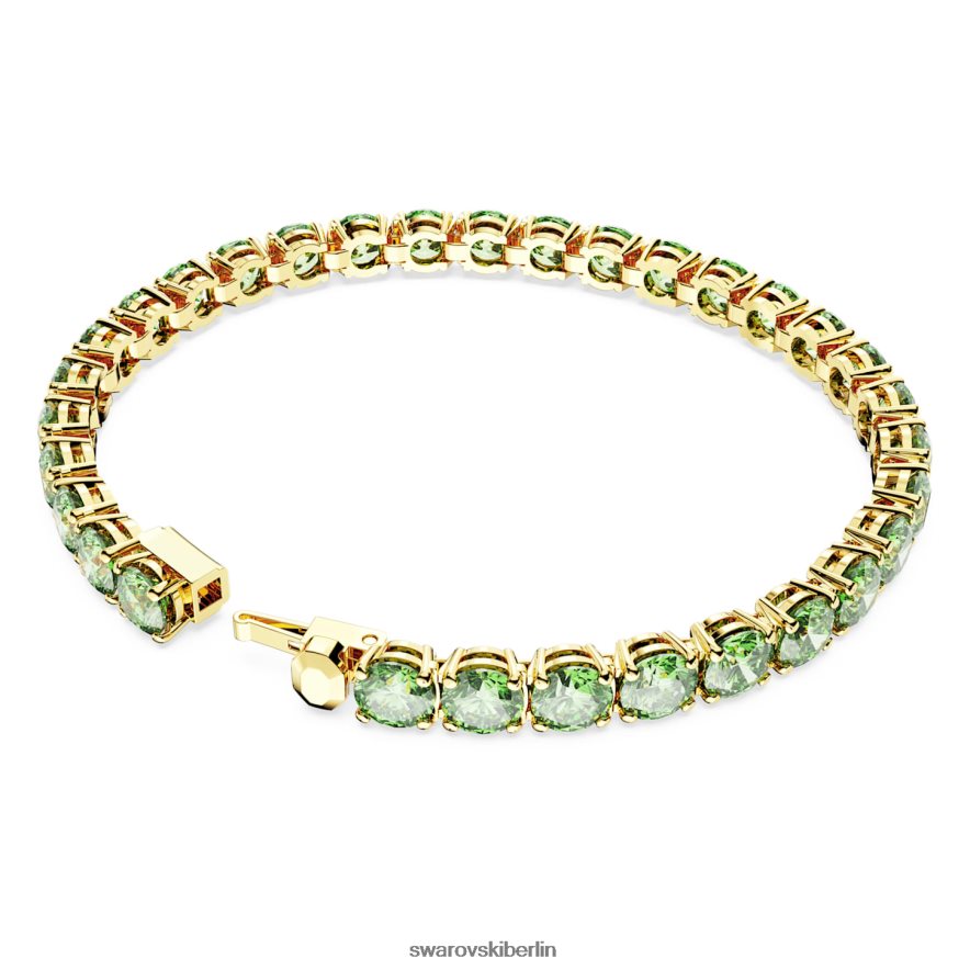 Swarovski Matrix-Tennisarmband Rundschliff, grün, vergoldet Schmuck HLT448542