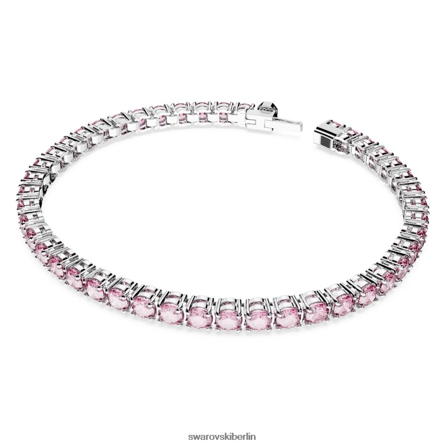 Swarovski Matrix-Tennisarmband Rundschliff, rosa, rhodiniert Schmuck HLT448554