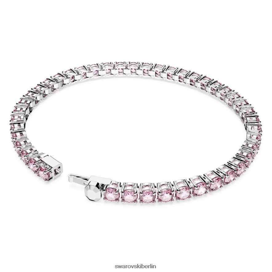 Swarovski Matrix-Tennisarmband Rundschliff, rosa, rhodiniert Schmuck HLT448554