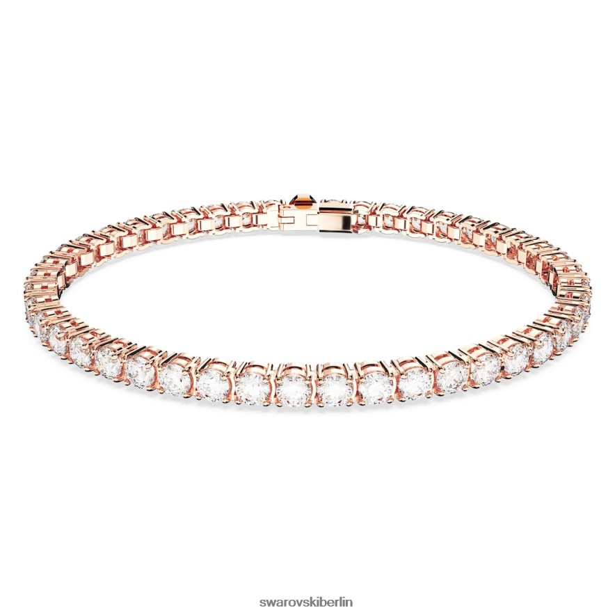 Swarovski Matrix-Tennisarmband Rundschliff, weiß, rosévergoldet Schmuck HLT448552