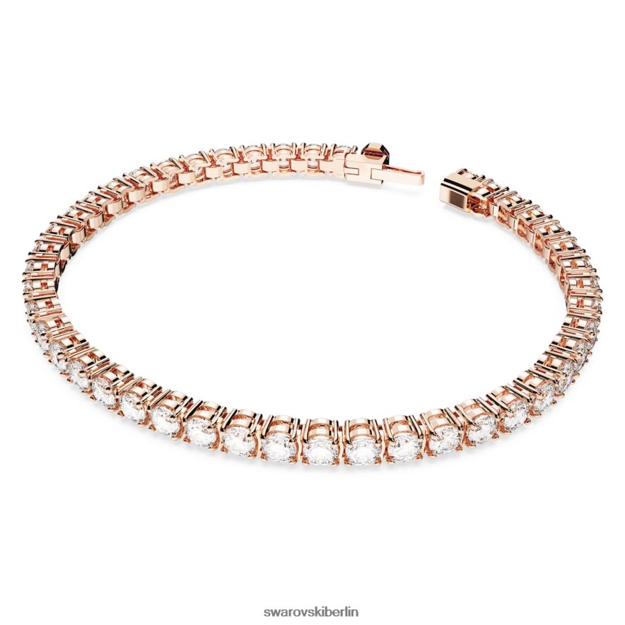 Swarovski Matrix-Tennisarmband Rundschliff, weiß, rosévergoldet Schmuck HLT448552
