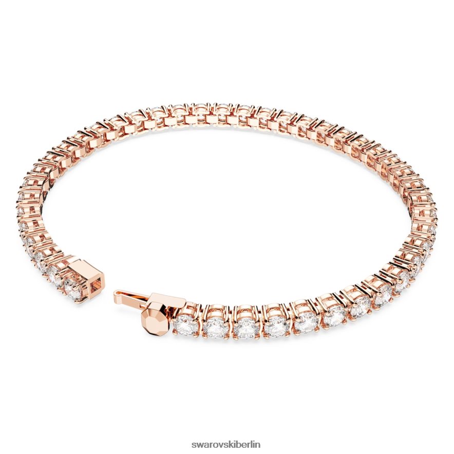 Swarovski Matrix-Tennisarmband Rundschliff, weiß, rosévergoldet Schmuck HLT448552
