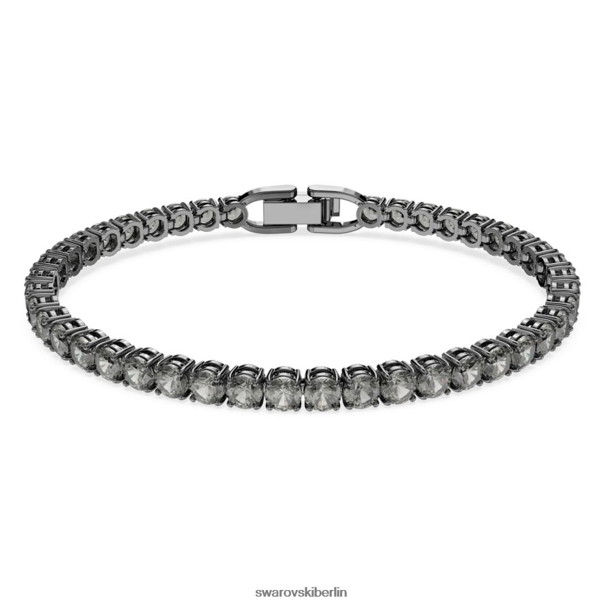 Swarovski Tennis-Deluxe-Armband Rundschliff, grau, rutheniumbeschichtet Schmuck HLT448550
