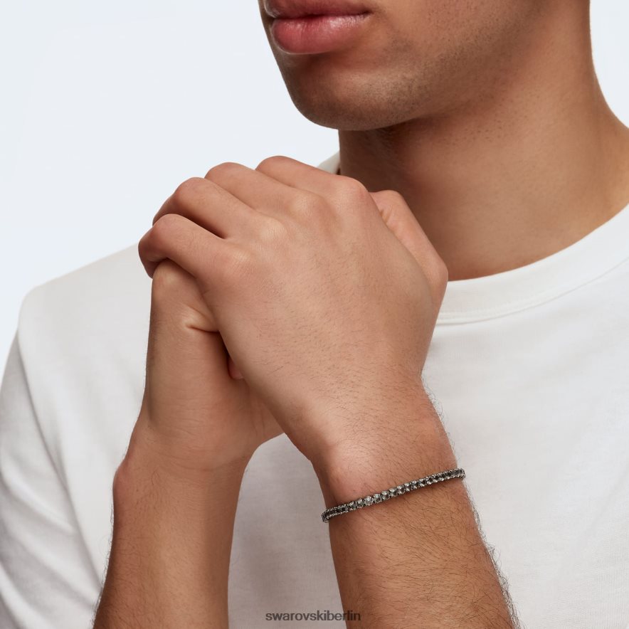 Swarovski Tennis-Deluxe-Armband Rundschliff, grau, rutheniumbeschichtet Schmuck HLT448550