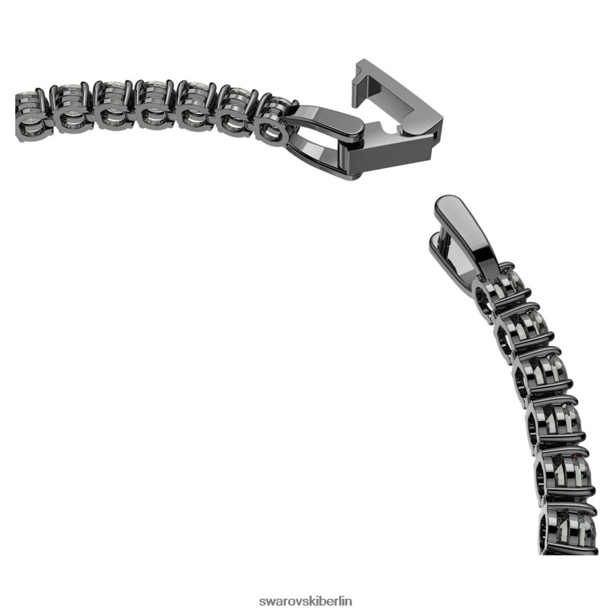 Swarovski Tennis-Deluxe-Armband Rundschliff, grau, rutheniumbeschichtet Schmuck HLT448550