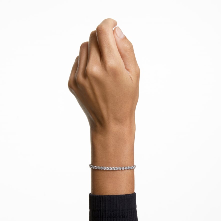 Swarovski Tennis-Deluxe-Armband Rundschliff, weiß, rhodiniert Schmuck HLT448556