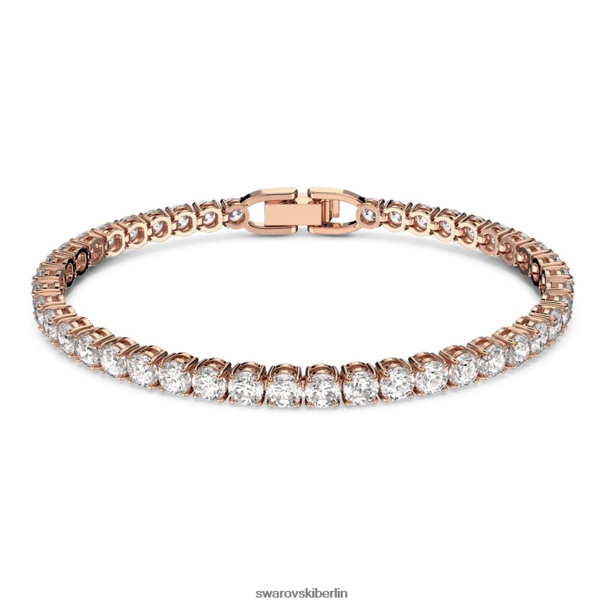 Swarovski Tennis-Deluxe-Armband Rundschliff, weiß, rosévergoldet Schmuck HLT448573