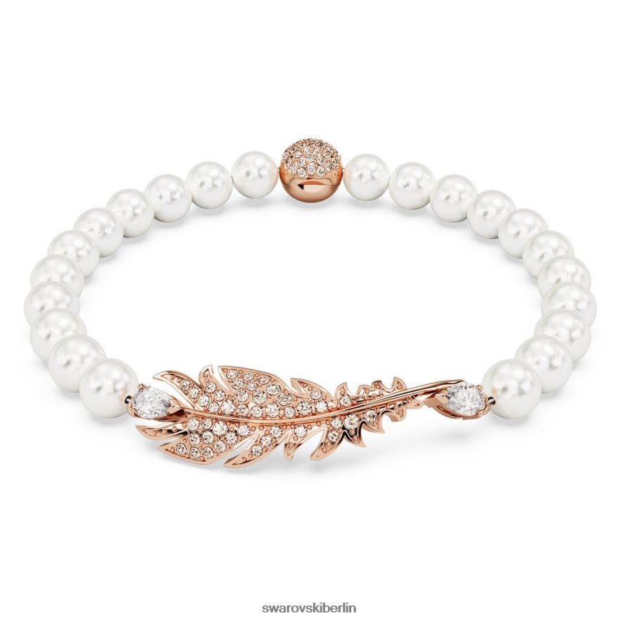 Swarovski schönes Armband Feder, weiß, rosévergoldet Schmuck HLT448575