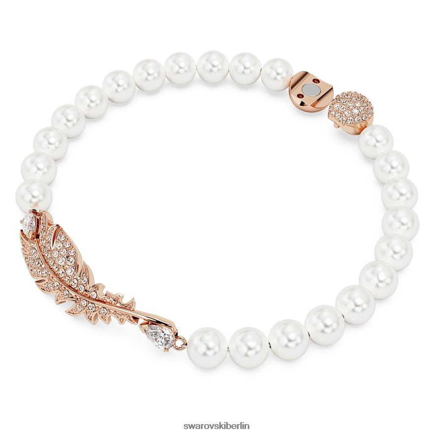 Swarovski schönes Armband Feder, weiß, rosévergoldet Schmuck HLT448575