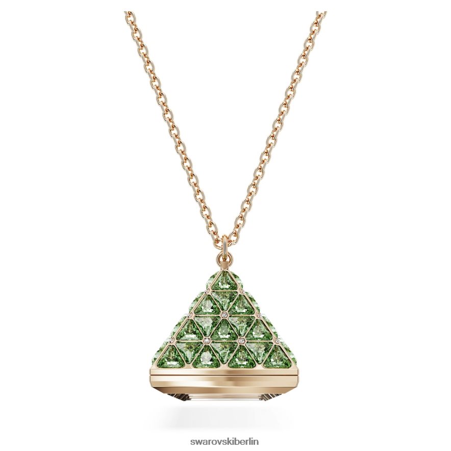 Swarovski Anhängeruhr Dreiecksschliff, grün, champagnergoldfarbenes Finish Schmuck HLT448224