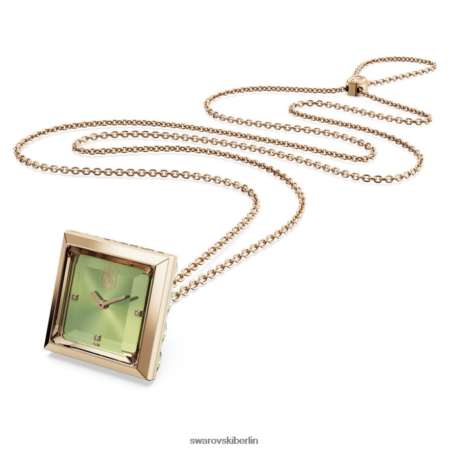 Swarovski Anhängeruhr Dreiecksschliff, grün, champagnergoldfarbenes Finish Schmuck HLT448224