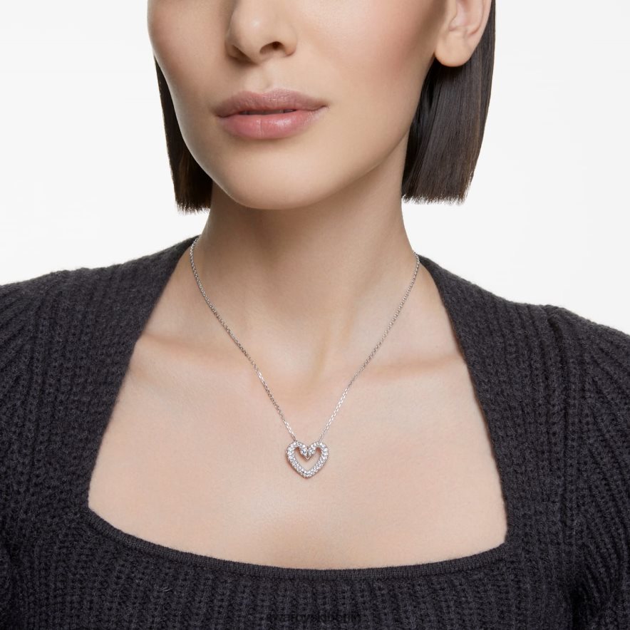 Swarovski Ein Anhänger Herz, weiß, rhodiniert Schmuck HLT448339