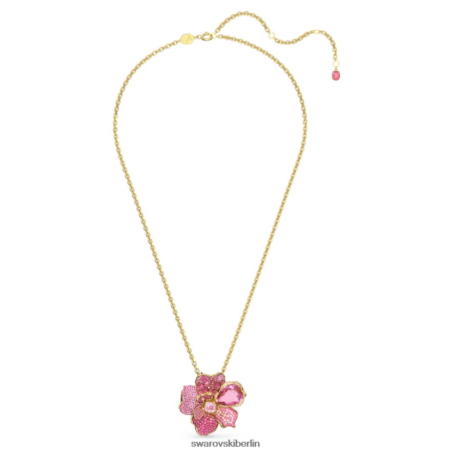 Swarovski Florere-Anhänger und Brosche Pavé, Blume, rosa, vergoldet Schmuck HLT448331