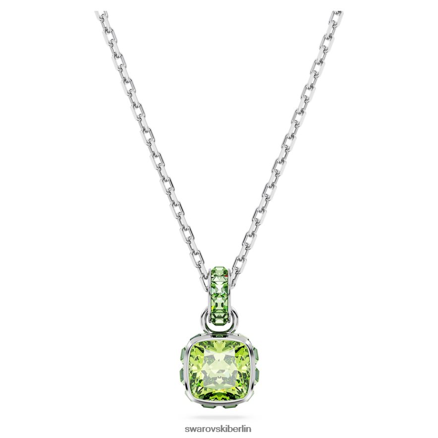 Swarovski Geburtsstein-Anhänger im Quadratschliff August, grün, rhodiniert Schmuck HLT448202