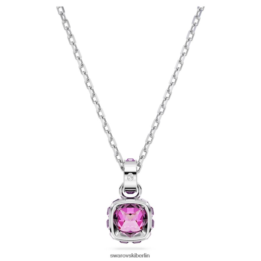 Swarovski Geburtsstein-Anhänger im Quadratschliff Februar, rosa, rhodiniert Schmuck HLT448211