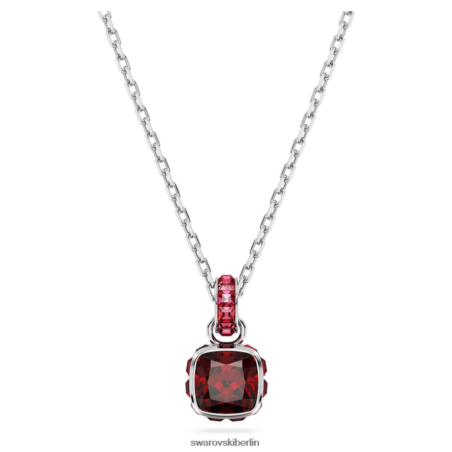 Swarovski Geburtsstein-Anhänger im Quadratschliff Januar, rot, rhodiniert Schmuck HLT448212