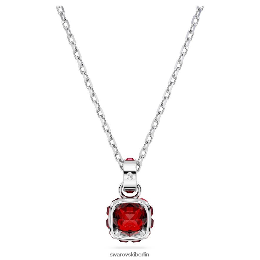 Swarovski Geburtsstein-Anhänger im Quadratschliff Januar, rot, rhodiniert Schmuck HLT448212