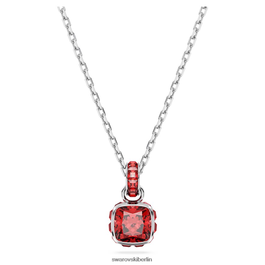 Swarovski Geburtsstein-Anhänger im Quadratschliff Juli, rot, rhodiniert Schmuck HLT448200